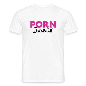porn Junkie - T-shirt homme - blanc - Devant - AI Model Male 178 dark (178cm)