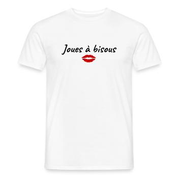 Joues à bisous. cadeau bisou - T-shirt homme - blanc - Devant - AI Model Male 178 dark (178cm)