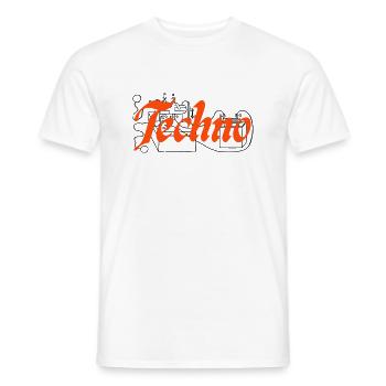 TECHNO - Men's T-Shirt - white - Front - AI Model Male 178 dark (178cm)