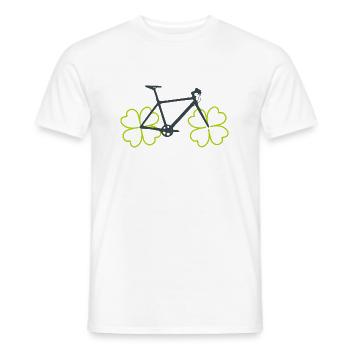 Bicycle with lucky clover tires - Men's T-Shirt - white - Front - AI Model Male 178 dark (178cm)