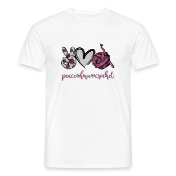 Peace Love Crochet Funny Crocheting T Shirt - Men's T-Shirt - white - Front - AI Model Male 178 dark (178cm)