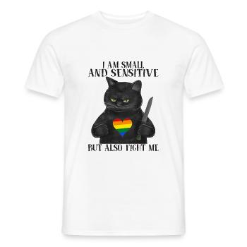 Funny LGBT Black Cat Knife T Shirt - Männer T-Shirt - Weiß - Vorne - AI Model Male 178 dark (178cm)