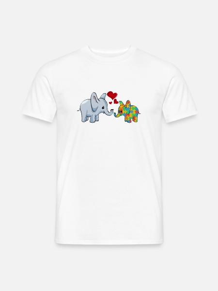 Autisme Éléphant Maman - T-shirt homme - blanc