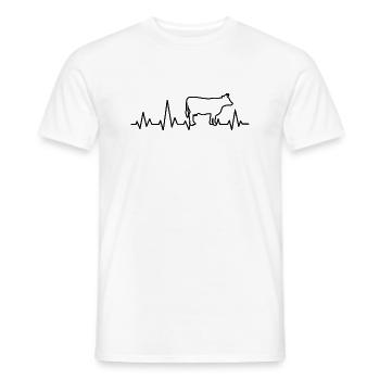 FLECKVIEH BROWN CATTLE COWS HEARTBEAT CATTLE FARMER - Men's T-Shirt - white - Front - AI Model Male 178 dark (178cm)
