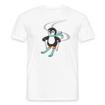 Skiing Penguin Ski School Kids Instructor - Men's T-Shirt - white - Front - AI Model Male 178 dark (178cm)