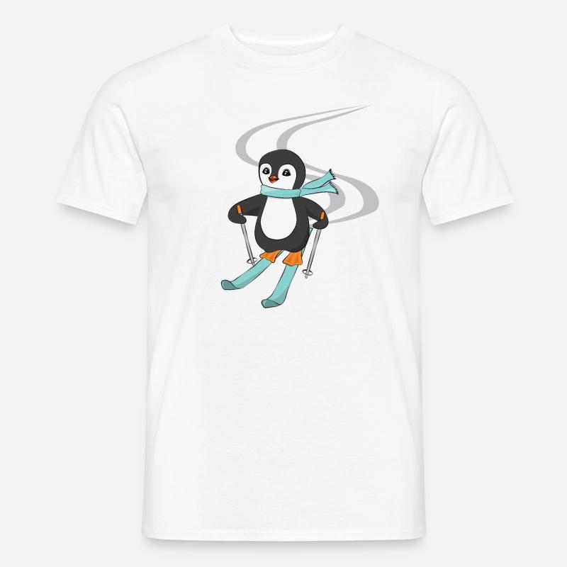 Ski Pinguin Skischule KinderLehrer - Männer T-Shirt - Weiß