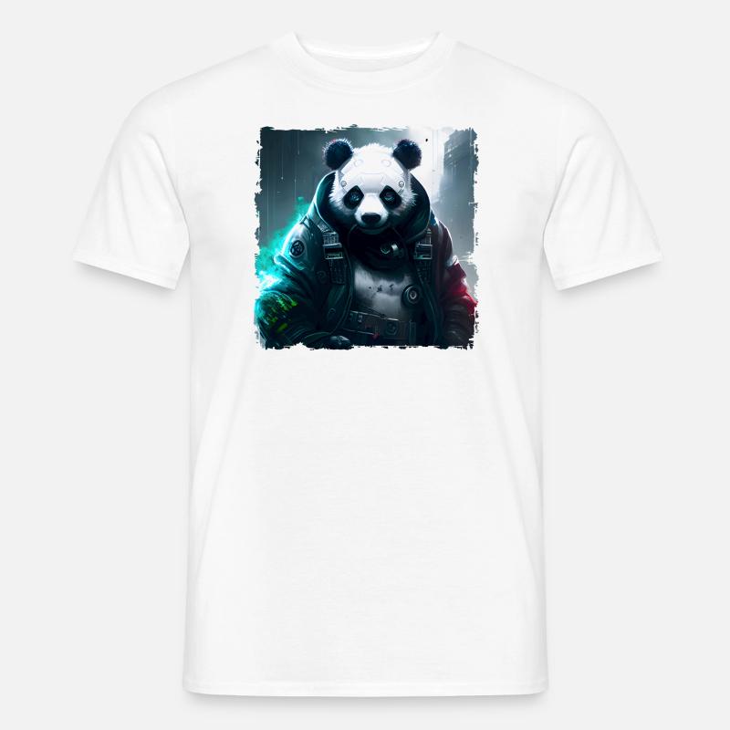Panda Future Neon Cyber Anzug Robot - Männer T-Shirt - Weiß