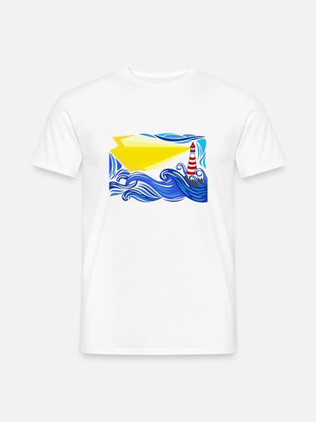 stormy sea with lighthouse - Men's T-Shirt - white