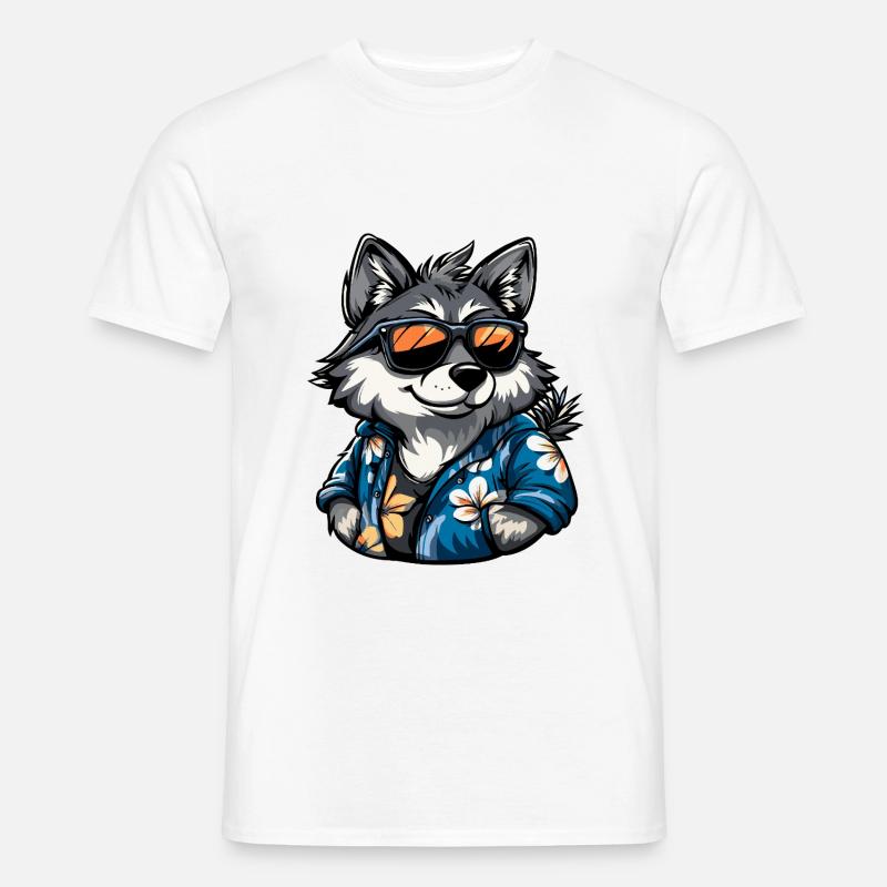 Wolf Comic Urlaub - Männer T-Shirt - Weiß