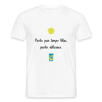 Pastis par temps bleu, pastis délicieux - Camping - T-shirt homme - blanc - Devant - AI Model Male 178 dark (178cm)