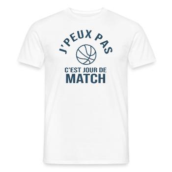 basketball je peux pas c est match de basket - T-shirt homme - blanc - Devant - AI Model Male 178 dark (178cm)