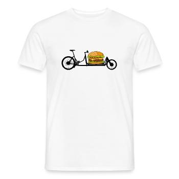 Cargo bike with hamburger - Men's T-Shirt - white - Front - AI Model Male 178 dark (178cm)