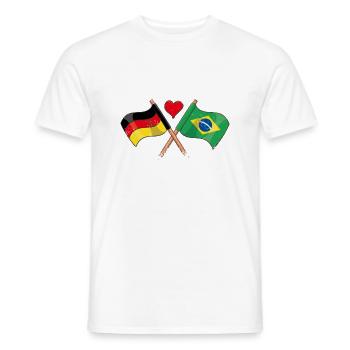 J’aime le Brésil Allemagne Drapeaux Coeur Drapeau - T-shirt homme - blanc - Devant - AI Model Male 178 dark (178cm)