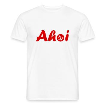 lettrage Ahoy avec ancre rouge - T-shirt homme - blanc - Devant - AI Model Male 178 dark (178cm)