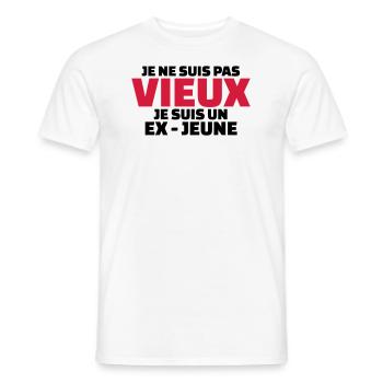 Je ne suis pas vieux je suis un ex-jeune - T-shirt homme - blanc - Devant - AI Model Male 178 dark (178cm)