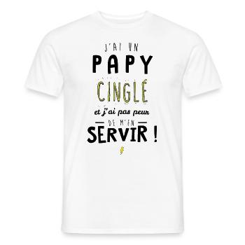 J'ai un papy cinglé et je peux m'en servir - T-shirt homme - blanc - Devant - AI Model Male 178 dark (178cm)