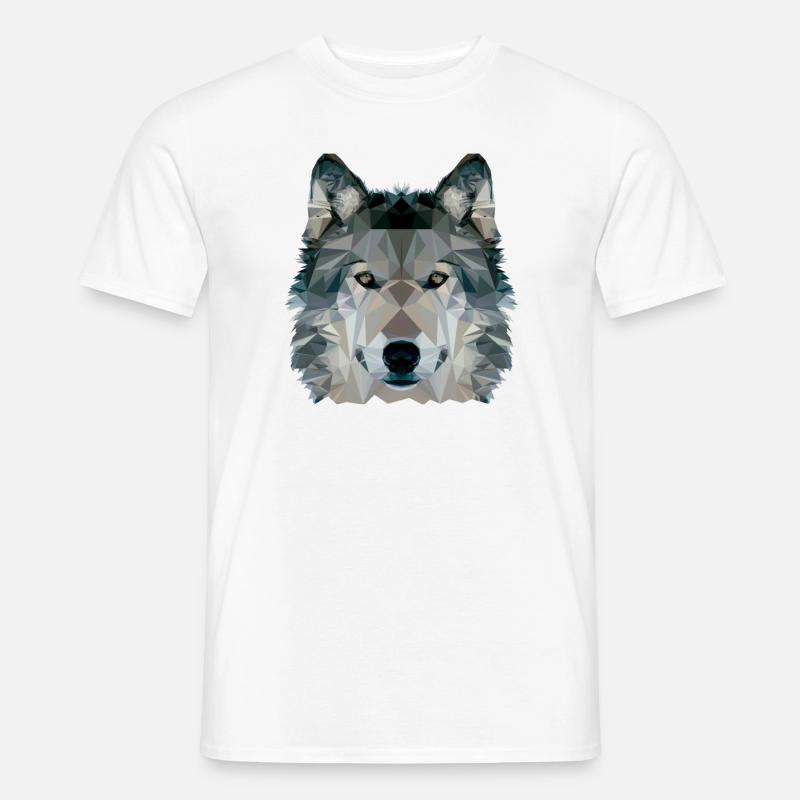 Wolf Face Low Poly Design, Wolf Face Clip art - Men’s T-shirt - white