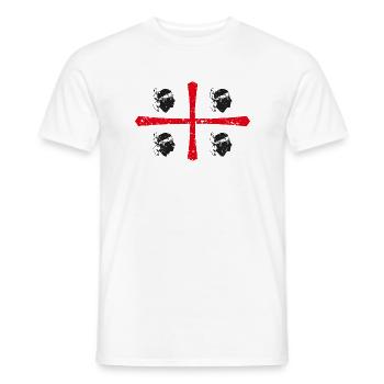 Sardinia flag cross - Men's T-Shirt - white - Front - AI Model Male 178 dark (178cm)