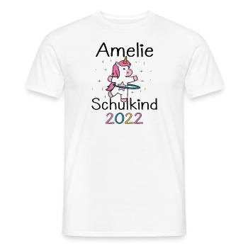 Einschulung 2022 Amelie Einhorn Erstklässler 2022 - Männer T-Shirt - Weiß - Vorne - AI Model Male 178 dark (178cm)