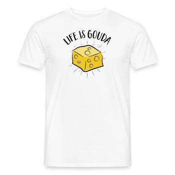 Käsefan Cheese Cheese lover Gouda Hard Cheese - Men's T-Shirt - white - Front - AI Model Male 178 dark (178cm)