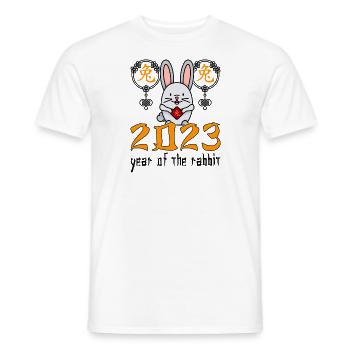 Personnage de lapin chinois Nouvel An 2023 - T-shirt homme - blanc - Devant - AI Model Male 178 dark (178cm)