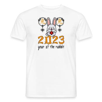 Personnage de lapin chinois Nouvel An 2023 - T-shirt homme - blanc - Devant - AI Model Male 178 dark (178cm)