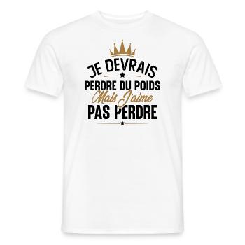 Je devrais perdre du poids mais j'aime pas perdre - T-shirt homme - blanc - Devant - AI Model Male 178 dark (178cm)