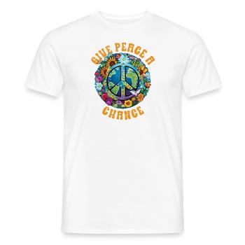Hippie Peace Zeichen Frieden Blumen Blumenkind - Männer T-Shirt - Weiß - Vorne - AI Model Male 178 dark (178cm)
