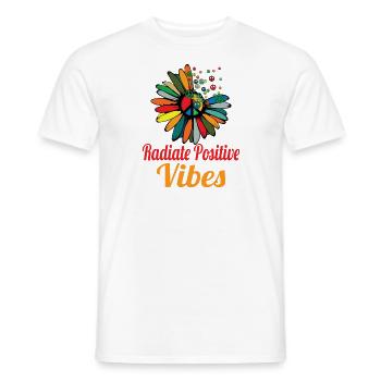 Hippie Peace Zeichen Frieden Blumen Blumenkind - Männer T-Shirt - Weiß - Vorne - AI Model Male 178 dark (178cm)