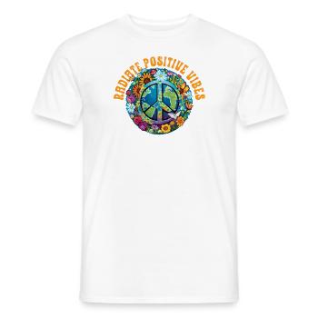 Hippie Peace Zeichen Frieden Blumen Blumenkind - Männer T-Shirt - Weiß - Vorne - AI Model Male 178 dark (178cm)