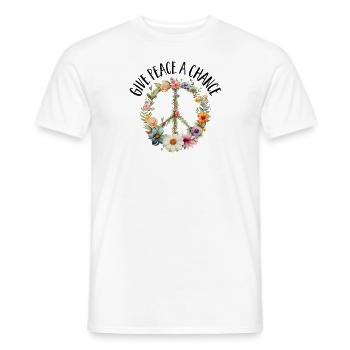 Hippie Peace Zeichen Frieden Blumen Blumenkind - Männer T-Shirt - Weiß - Vorne - AI Model Male 178 dark (178cm)