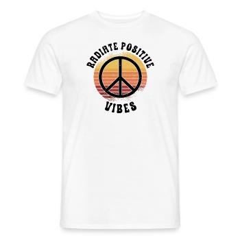 Hippie Peace Zeichen Frieden Blumen Blumenkind - Männer T-Shirt - Weiß - Vorne - AI Model Male 178 dark (178cm)
