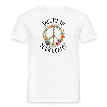 Hippie Peace Sign Peace Flowers Flower Child - Men's T-Shirt - white - Front - AI Model Male 178 dark (178cm)