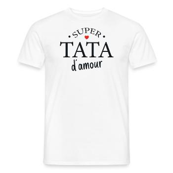 Super Tata D'amour - T-shirt homme - blanc - Devant - AI Model Male 178 dark (178cm)