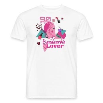 Rétro, années 90, 90, amoureux, Baaarbie - T-shirt homme - blanc - Devant - AI Model Male 178 dark (178cm)