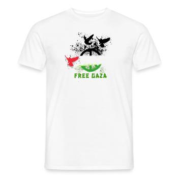 Libre gaza,oiseaux, graffiti,gaza - T-shirt homme - blanc - Devant - AI Model Male 178 dark (178cm)