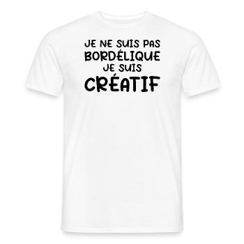 Humour Bordélique Créatif - T-shirt homme - blanc - Devant - AI Model Male 178 dark (178cm)