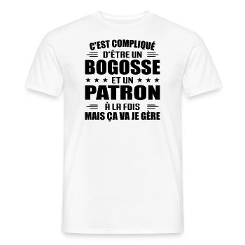 Compliqué D'être Un Bogosse et Un Patron - T-shirt homme - blanc - Devant - AI Model Male 178 dark (178cm)