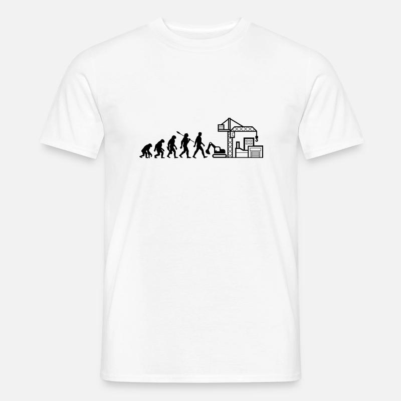 Evolution - Baustelle - Bauarbeiter - Männer T-Shirt - Weiß
