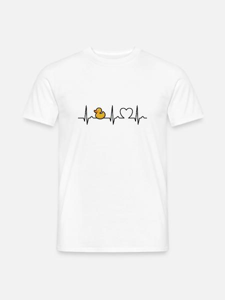 EKG Kurve - Herzkurve - Puls - Gummi Ente - Mænd T-shirt - hvid