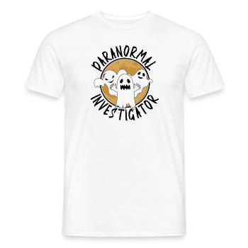 Ghost Hunter Haunted House Paranormal Halloween - Men's T-Shirt - white - Front - AI Model Male 178 dark (178cm)