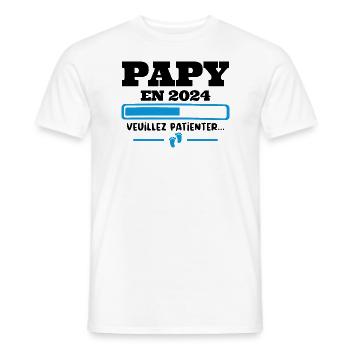 Futur Papy 2024 Grand-père Bébé Grossesse Cadeau - T-shirt homme - blanc - Devant - AI Model Male 178 dark (178cm)