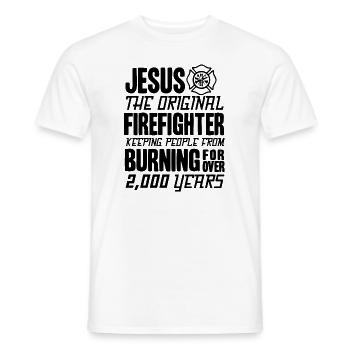 Jesus The Original Firefighter - Men's T-Shirt - white - Front - AI Model Male 178 dark (178cm)