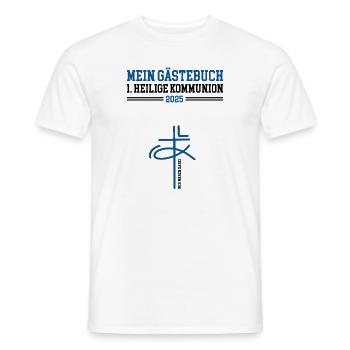 Kommunion Gästebuch 2025 1 Heilige Kommunionsfeier - Männer T-Shirt - Weiß - Vorne - AI Model Male 178 dark (178cm)
