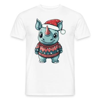 Nashorn Weihnachten Comic - Männer T-Shirt - Weiß - Vorne - AI Model Male 178 dark (178cm)