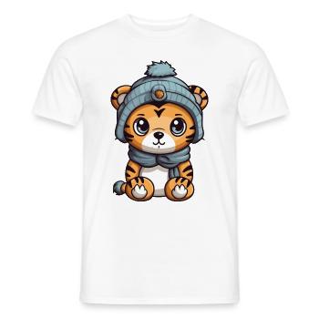 Tiger Tier Baby Comic Winter - Männer T-Shirt - Weiß - Vorne - AI Model Male 178 dark (178cm)