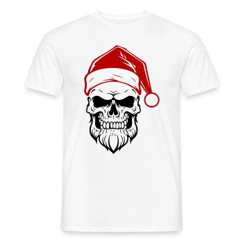 Santa Claus Skull - Men's T-Shirt - white - Front - AI Model Male 178 dark (178cm)