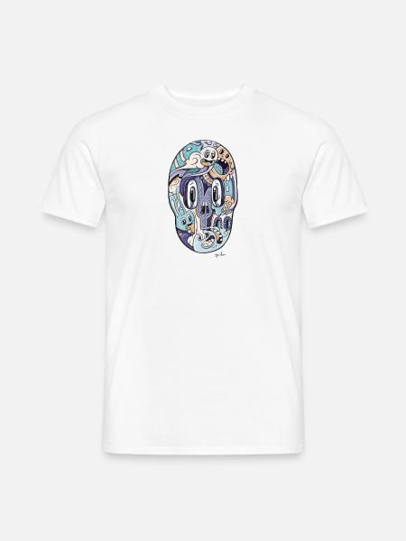 Totenkopf Doodle - Männer T-Shirt - Weiß