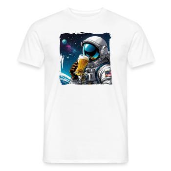 Astronaute buvant de la bière - T-shirt homme - blanc - Devant - AI Model Male 178 dark (178cm)