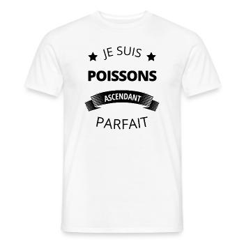 Poissons ascendant parfait humour astrologie - T-shirt homme - blanc - Devant - AI Model Male 178 dark (178cm)